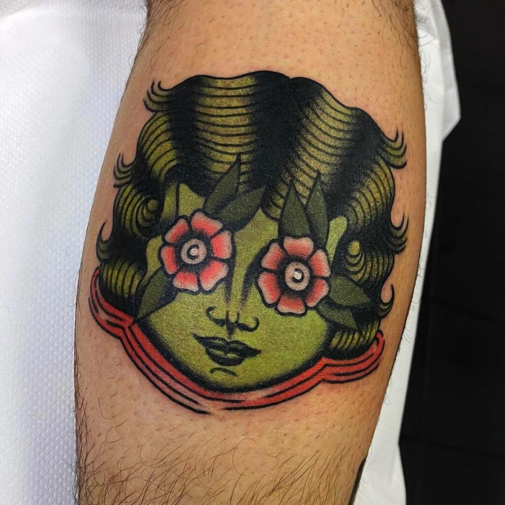 11+ Classic Tattoo Style Ideas That Will Blow Your Mind! 16 Alien Girl In American Traditional Tattoo Style