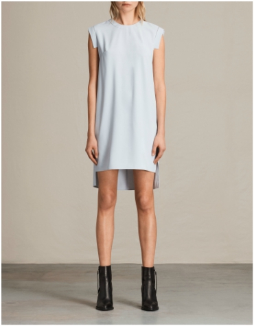 All Saints Tonya Stitch Dress £118_200 All Saints short blue sleeveless dress with drop hem line