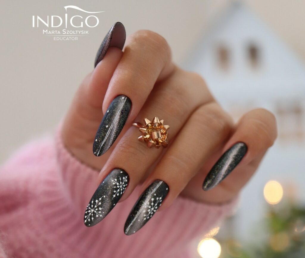 Keep it Classic with 20 Black and White Christmas Nails in 2024 16 Almond Black and White Christmas Nails