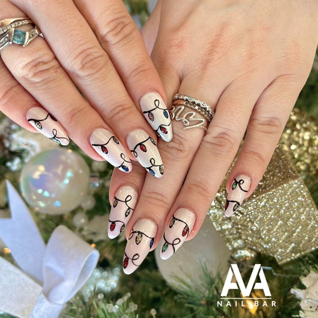 Illuminate Your Nails with 20 Christmas Lights Nail Ideas in 2024 29 Almond Christmas Lights Nails