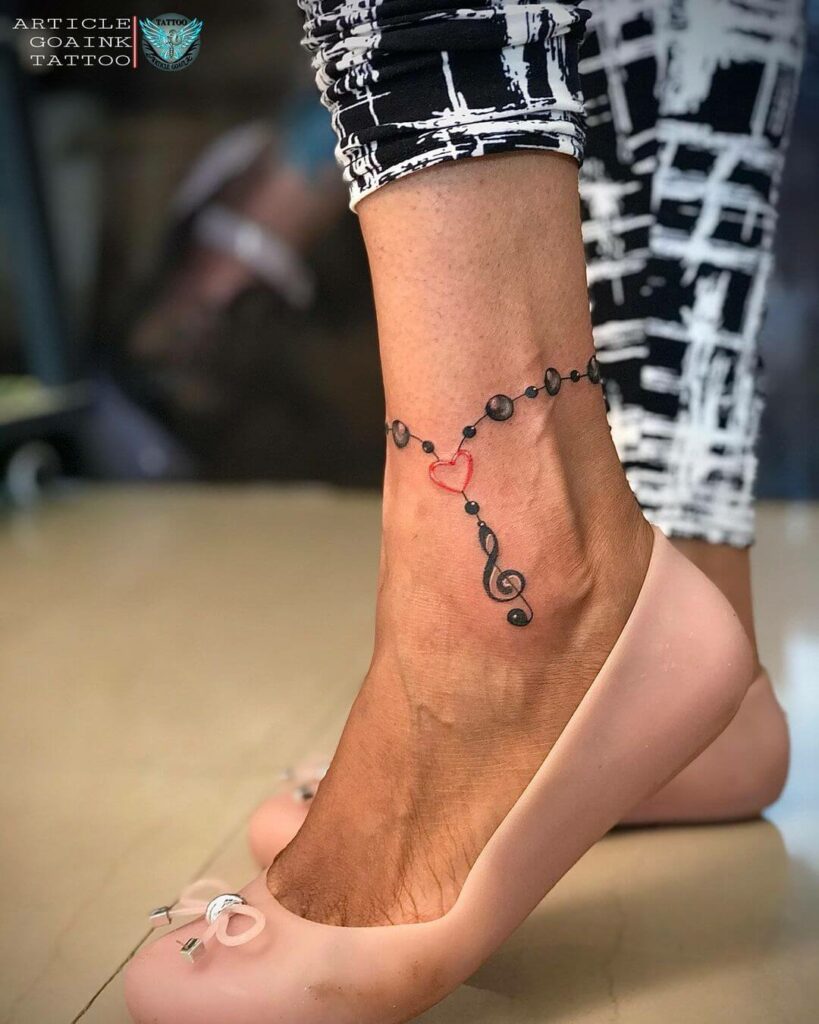 13+ Anklet Tattoo Ideas To Inspire You! 21 Amazing Anklet Tattoo Ideas For Music Lovers