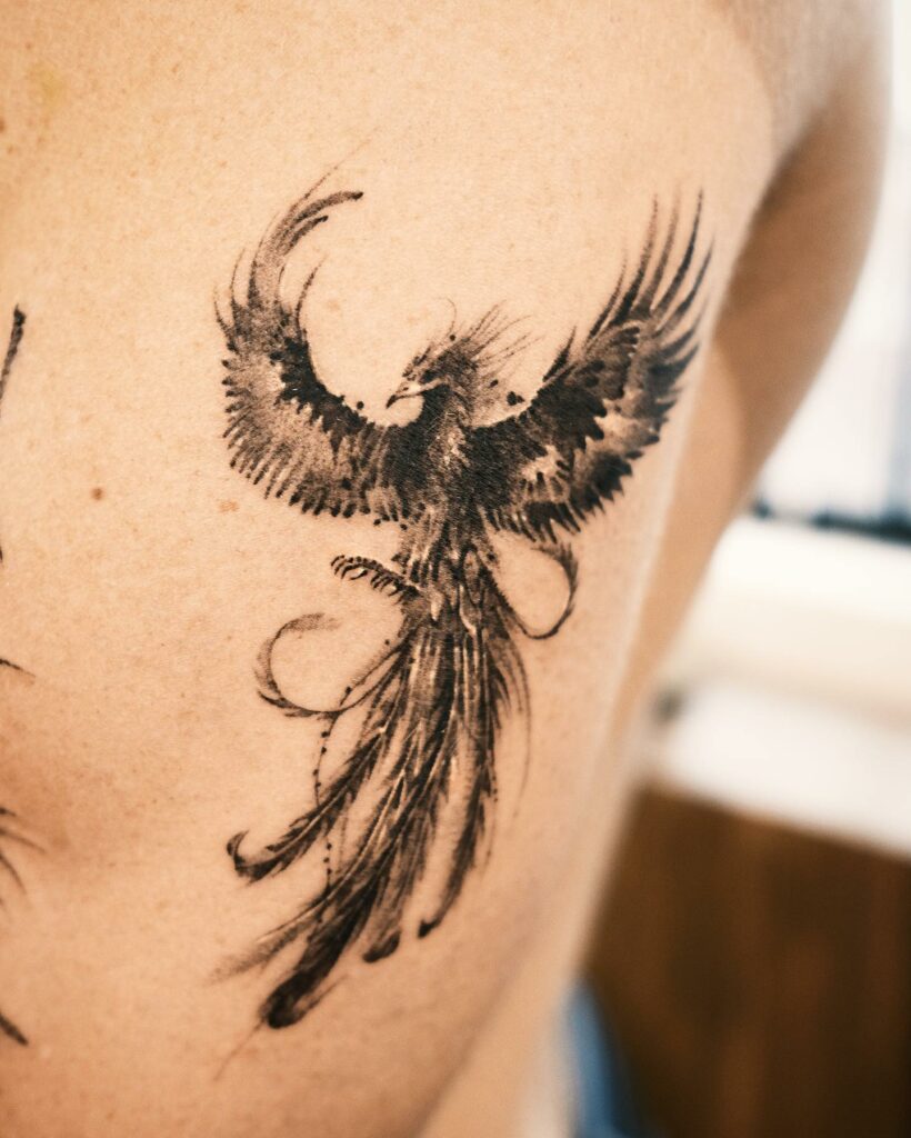 11+ Male Rebirth Phoenix Tattoo Ideas That Will Blow Your Mind! 15 Amazing Black and Grey Cool Phoenix Tattoo