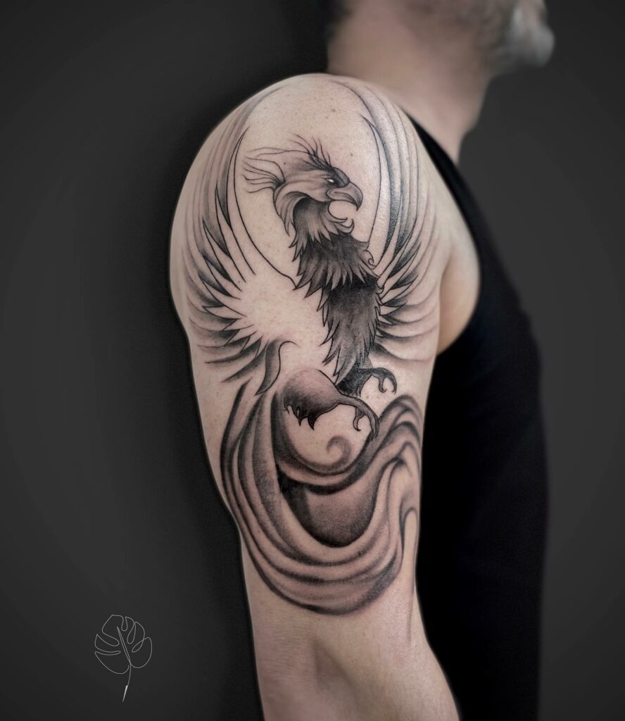 11+ Male Rebirth Phoenix Tattoo Ideas That Will Blow Your Mind! 19 Amazing Upper Arm Phoenix Tattoos for Men