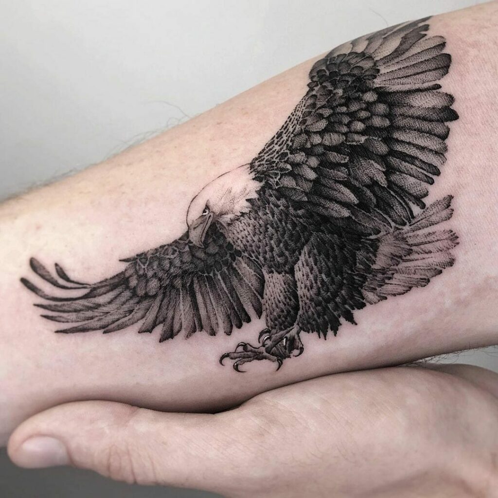 11+ Mexican Eagle Tattoo Ideas You Have To See To Believe! 19 American Eagle Fine Line Tattoo Design