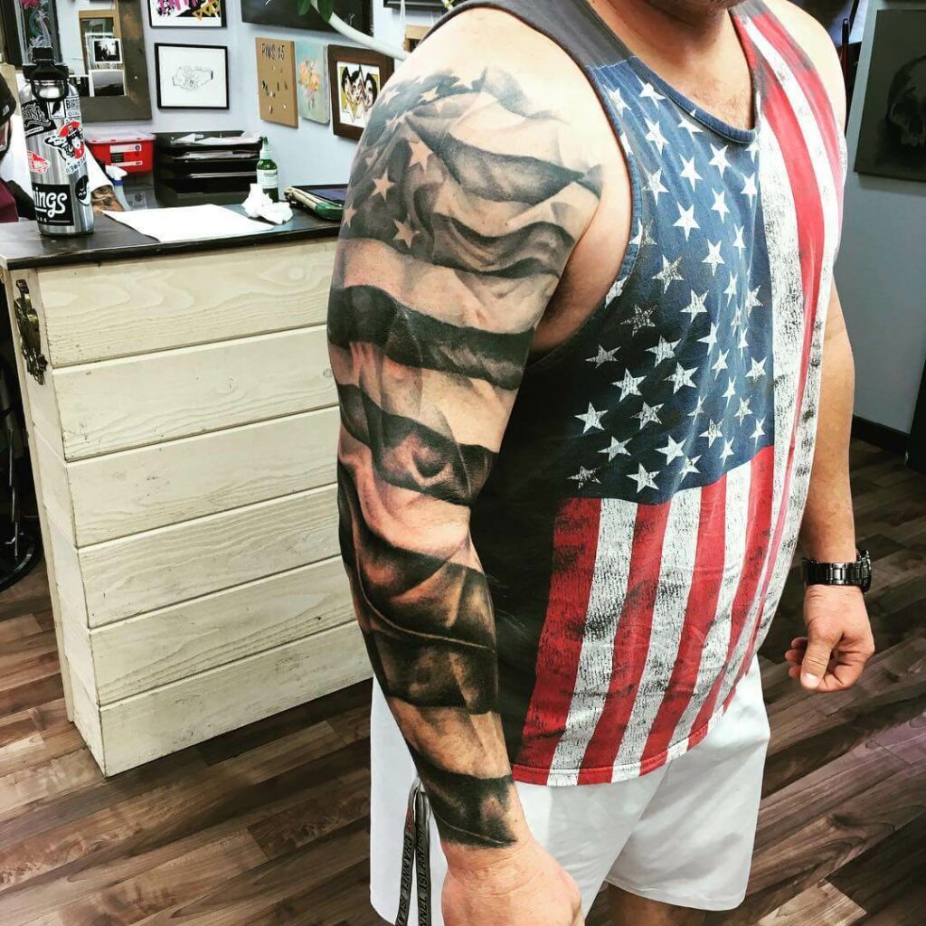 12+ American Flag Sleeve Tattoo Ideas To Inspire You! 10 American Flag Sleeve Tattoo