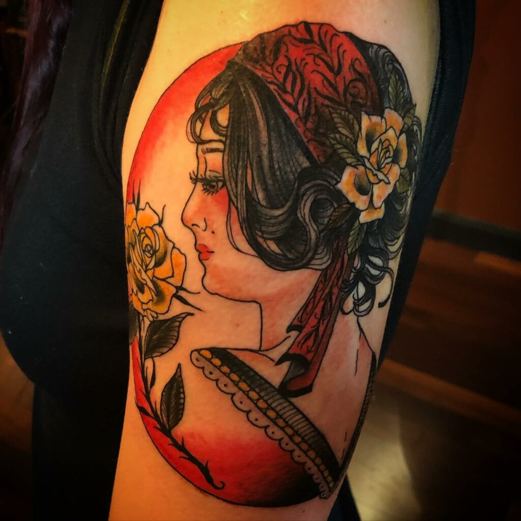 10+ Traditional Lady Head Tattoo That Will Blow Your Mind! 11 American Traditional Lady Head Tattoo