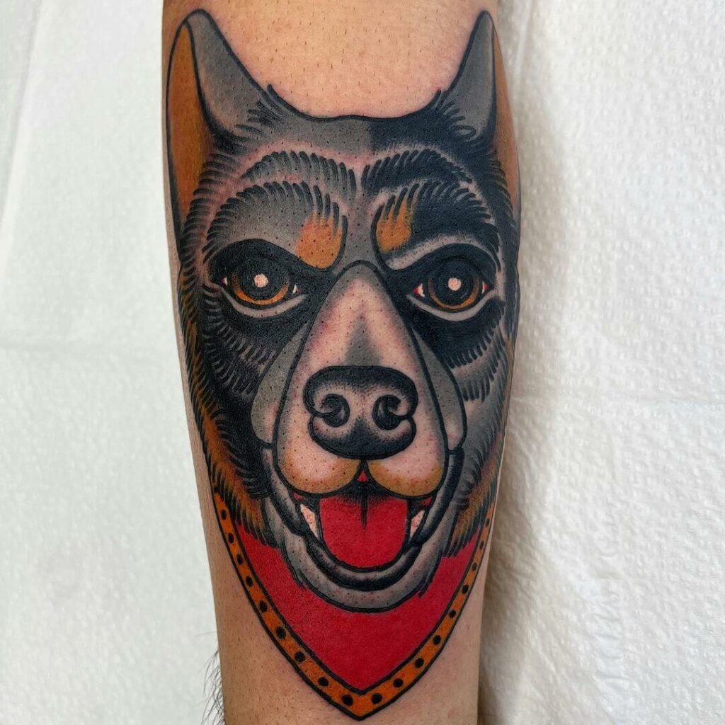 11+ Classic Tattoo Style Ideas That Will Blow Your Mind! 20 American Traditional Tattoo Style Dog Portrait