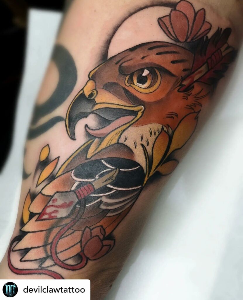 11+ American Traditional Eagle Tattoo Ideas That Will Blow Your Mind! 20 An Arrow Through An Eagle Tattoo