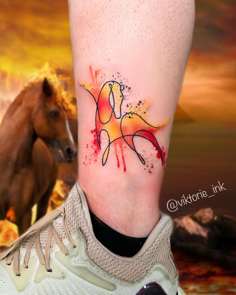 11+ Horse Watercolor Tattoo Ideas That Will Blow Your Mind! 13 An Example Of Abstract Horse Watercolor Tattoo Design Ideas