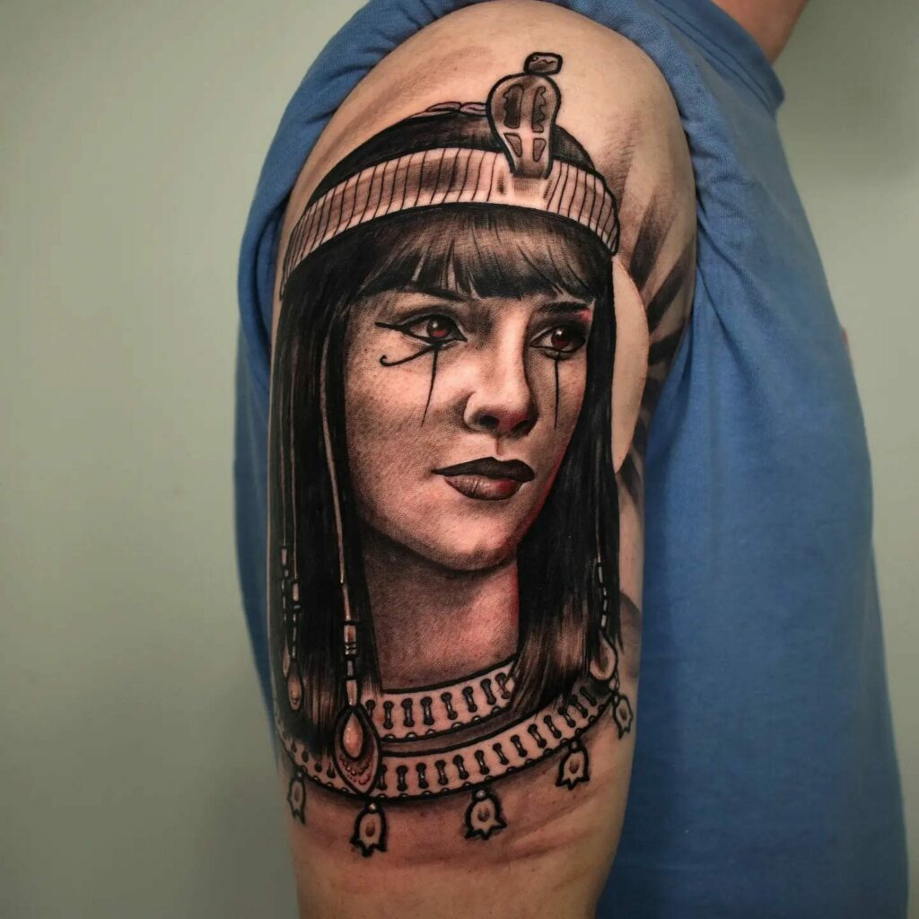 11+ Pharaoh Tattoo Stencil Ideas That Will Blow Your Mind! 14 Ancient Egypt Goddess Cleopatra Tattoo