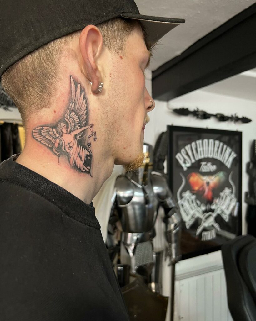 11+ Male Throat Tattoo Ideas That Will Blow Your Mind! 17 Angel Neck Tattoo Ideas For Men
