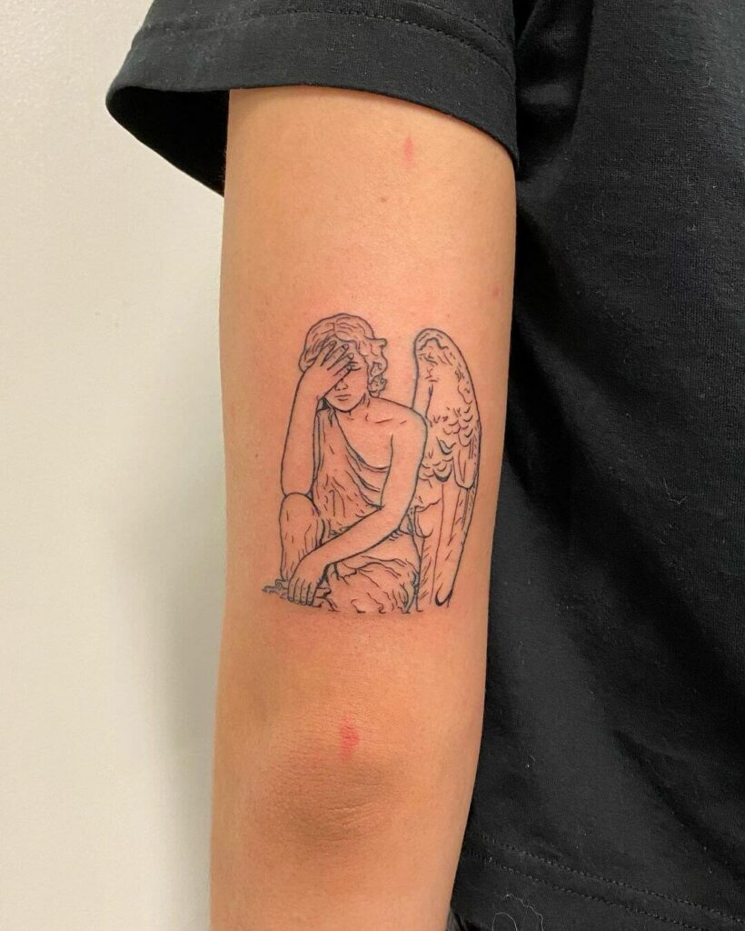 11+ Angel Outline Tattoo Ideas That Will Blow Your Mind! 10 Angel Outline Tattoo