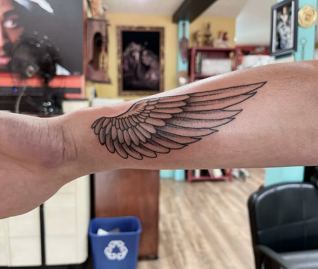 11+ Angel Wing Forearm Tattoo Ideas That Will Blow Your Mind! 10 Angel Wing Forearm Tattoo