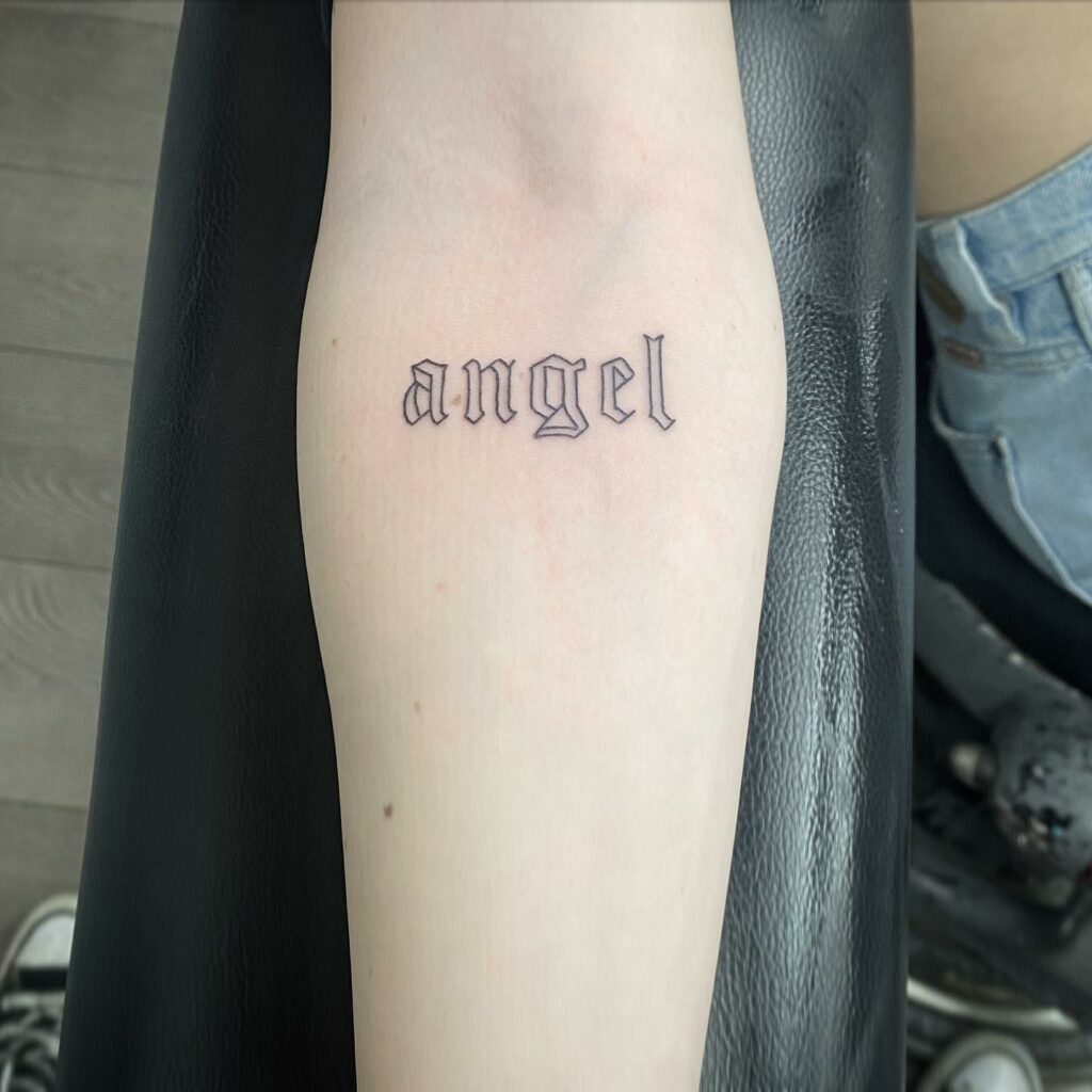 12+ Outline Tattoo Stencil Ideas That Will Blow Your Mind! 16 Angel Writing Outline Tattoo