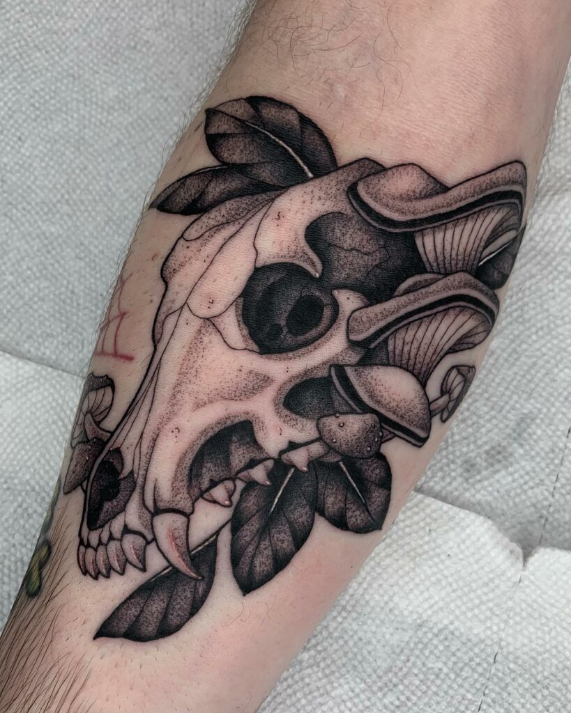 11+ Simple Skull Tattoo Ideas That Will Blow Your Mind! 15 Animal Skull Tattoo-Wolf Skull Tattoo