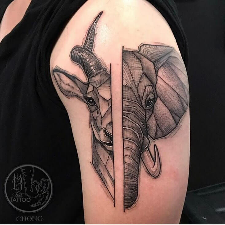 12+ Geometric Half Sleeve Tattoo Ideas To Inspire You! 18 Animal-Themed Half Sleeve Geometric Tattoos