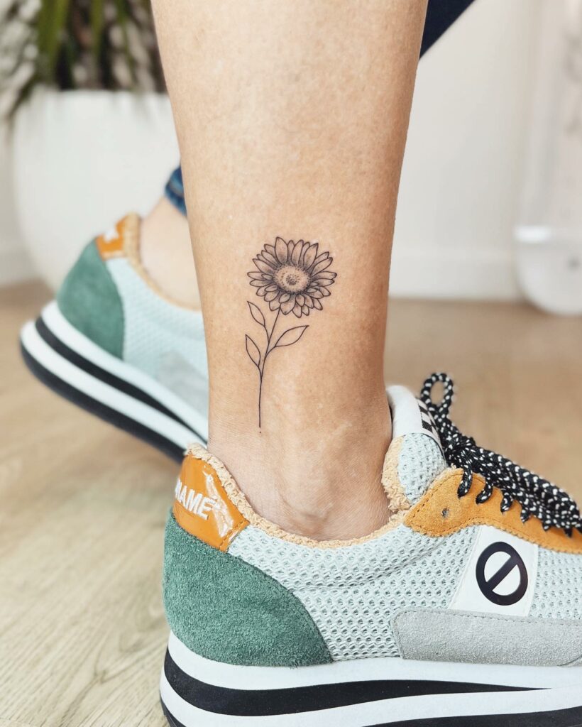 11+ Mini Small Sunflower Tattoo Ideas That Will Blow Your Mind! 14 Ankle Sunflower Tattoo Ideas