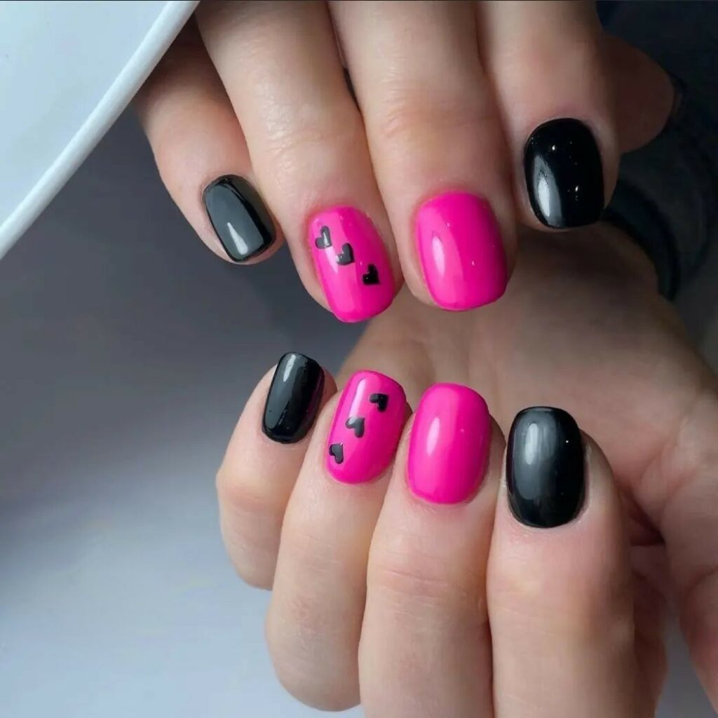 Indulge in 35 Black And Pink Nail Designs To Try in 2024 32 Pink Flavor