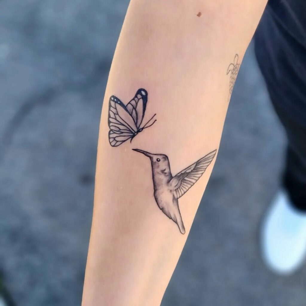 12+ Butterfly Memorial Tattoo Ideas To Inspire You! 13 Butterfly And Hummingbird Tattoo