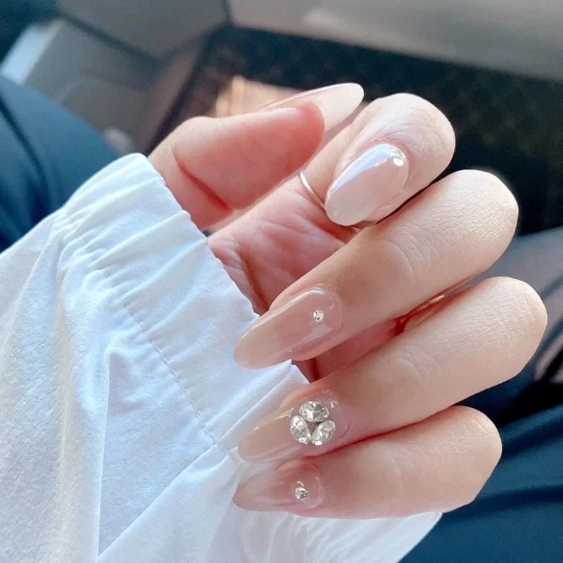 45 Latest Nails With Rhinestones Designs To Try In 2024! 16 Keep It Simple, Keep It Chic