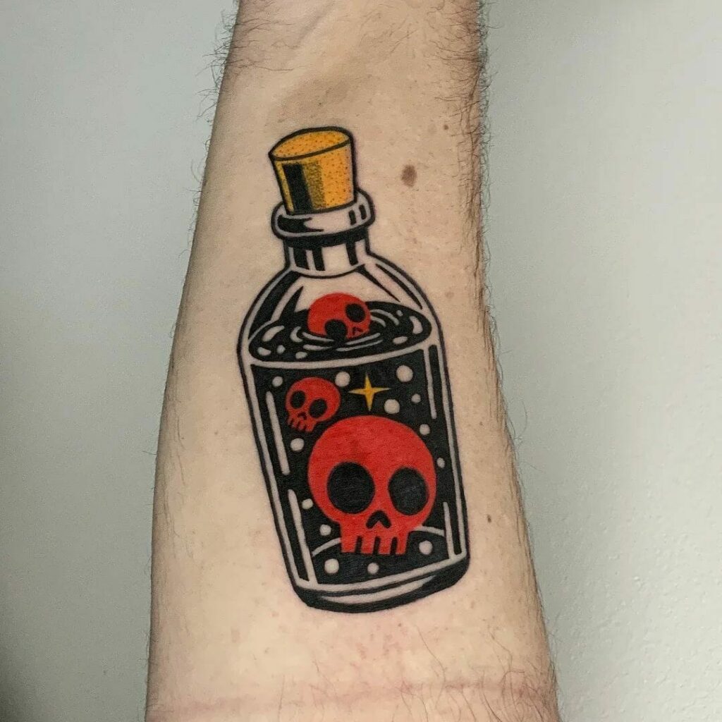10+ Skull Tattoo Easy Ideas That Will Blow Your Mind! 11 Simple Skull in a Bottle Tattoo That You Will Love