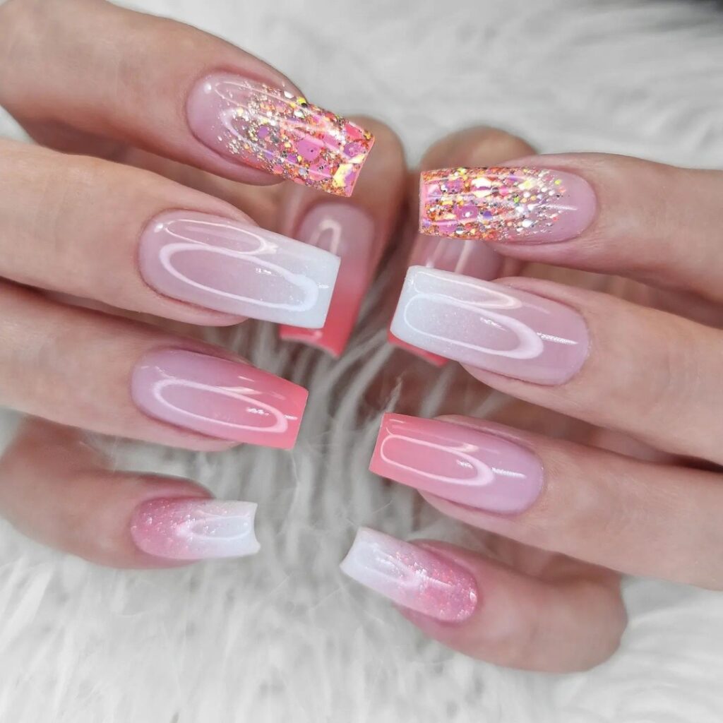 Embrace Glamour with 30 Ombre Nails With Glitter for 2024 10 Pink Ombré Nails