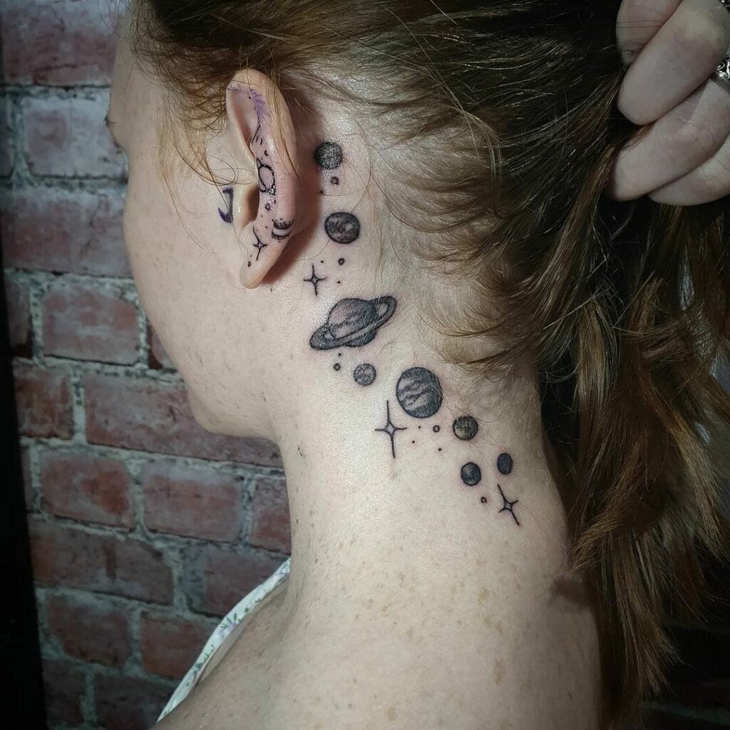 11+ Stars Tattoo Behind Ear Ideas That Will Blow Your Mind! 14 Space Tattoo