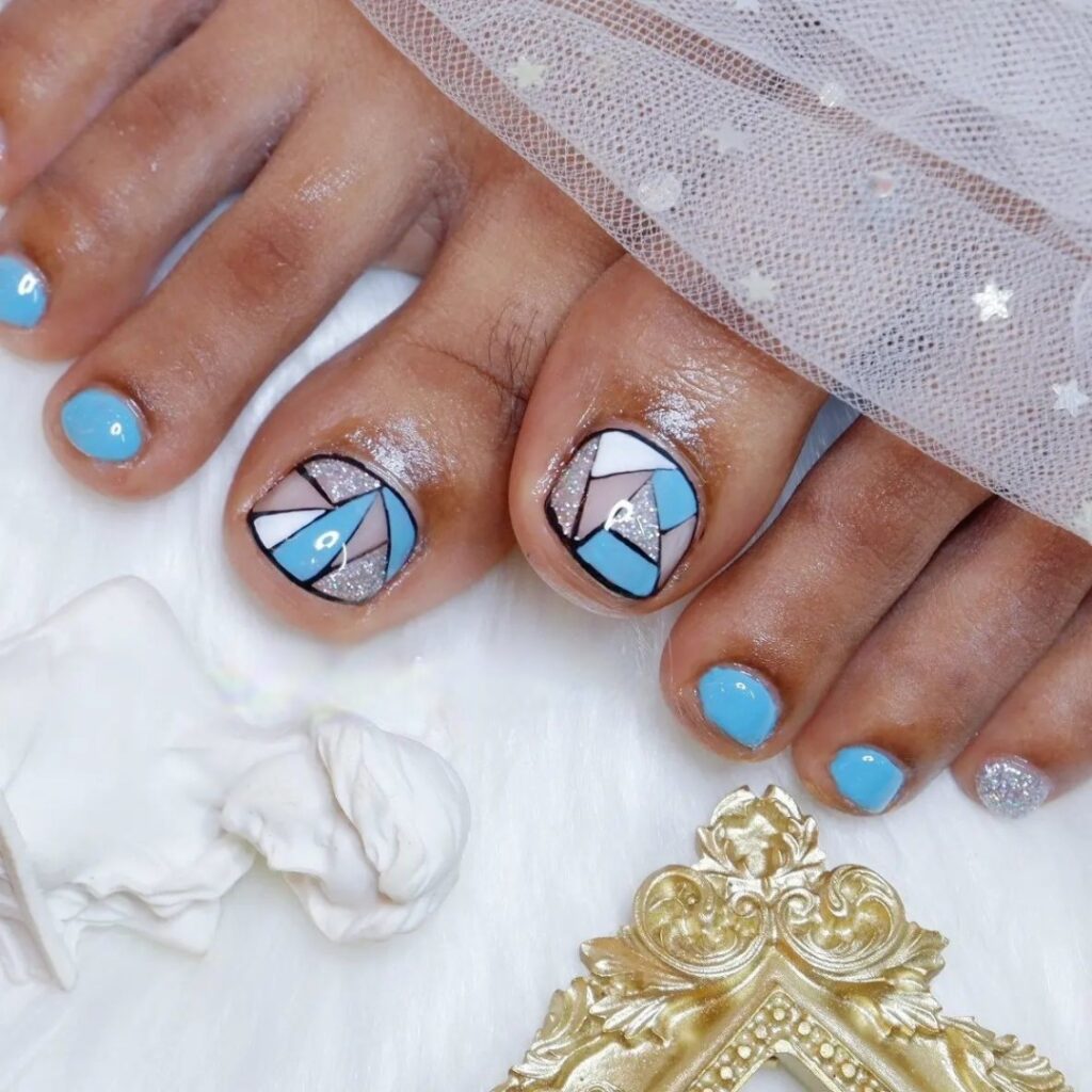 Indulge in 30 Baby Blue Toenail Pedicure Ideas for 2024 29 Baby Blue On Glass Nail Art Design