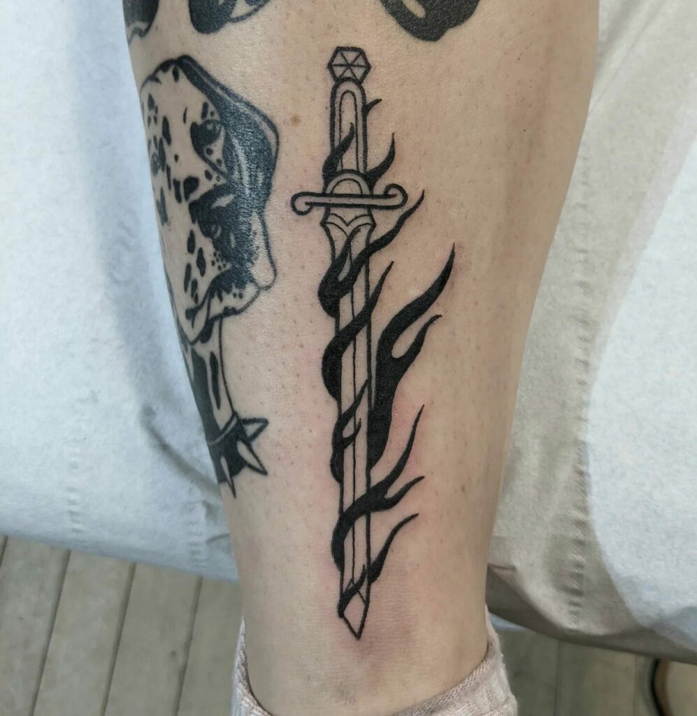 11+ Black Traditional Tattoo Flash Ideas That Will Blow Your Mind! 12 Black Sword Flash Tattoo