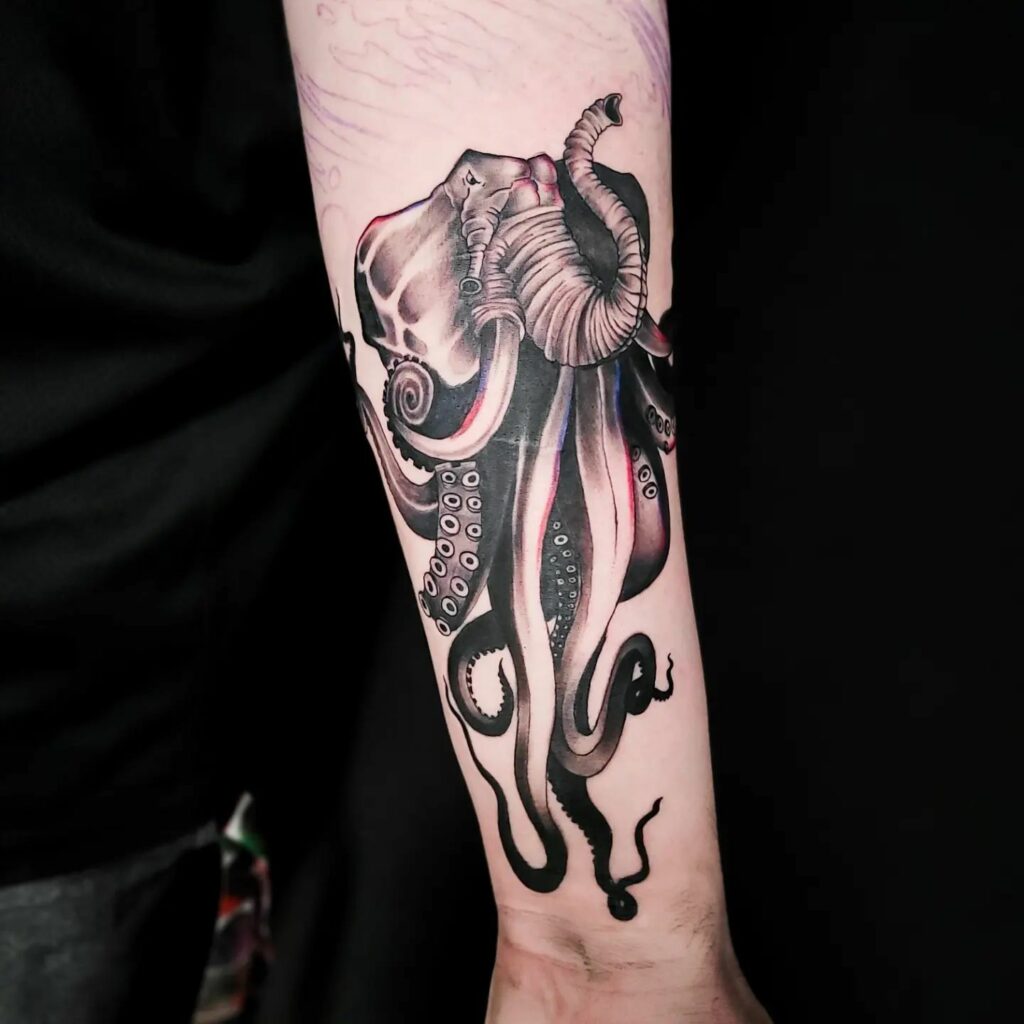 OCTOPUS TATTOOS - WHAT DO THEY REALLY MEAN? 12 AMAZING DESIGNS TO INSPIRE YOU 14 Elephant Octopus Tattoo Meanings