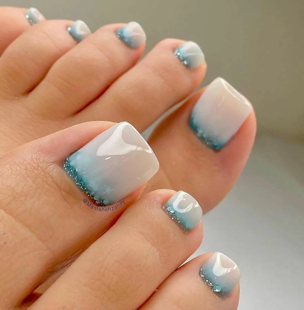 30 Ombre Pedicure Ideas to Experiment with in 2024 28 Ombre Nails with Clouds