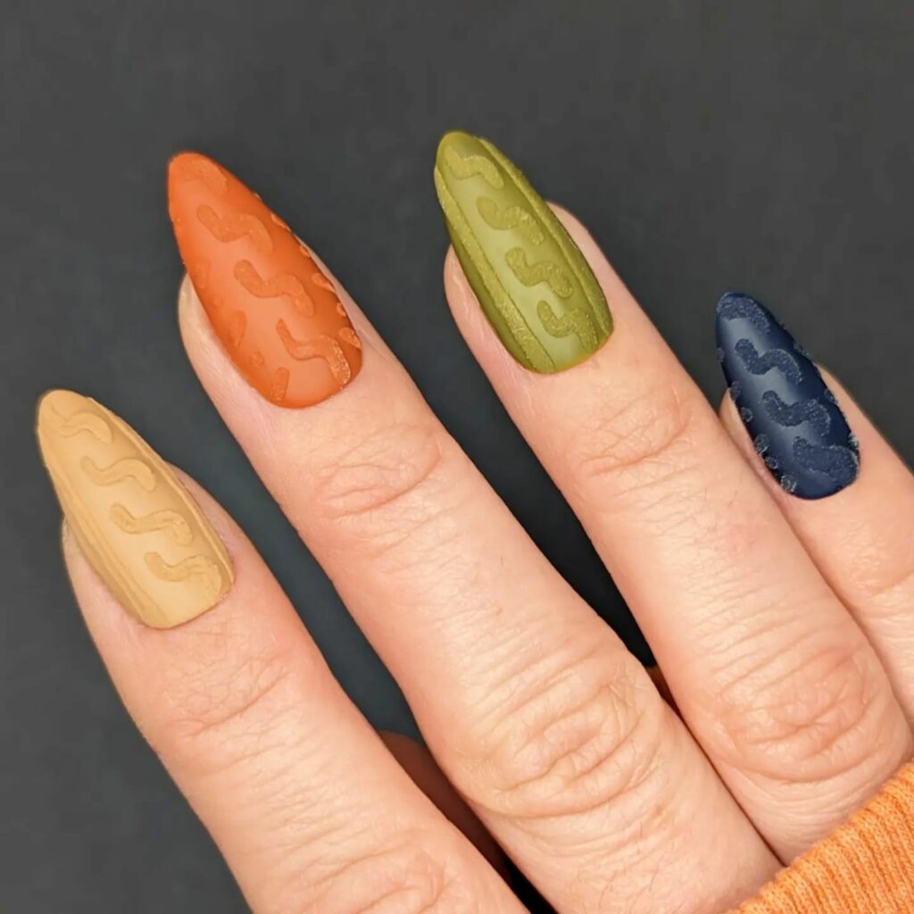 Stay Cozy with 25 Sweater Nail Ideas in 2024 22 Textured Skittle Nails