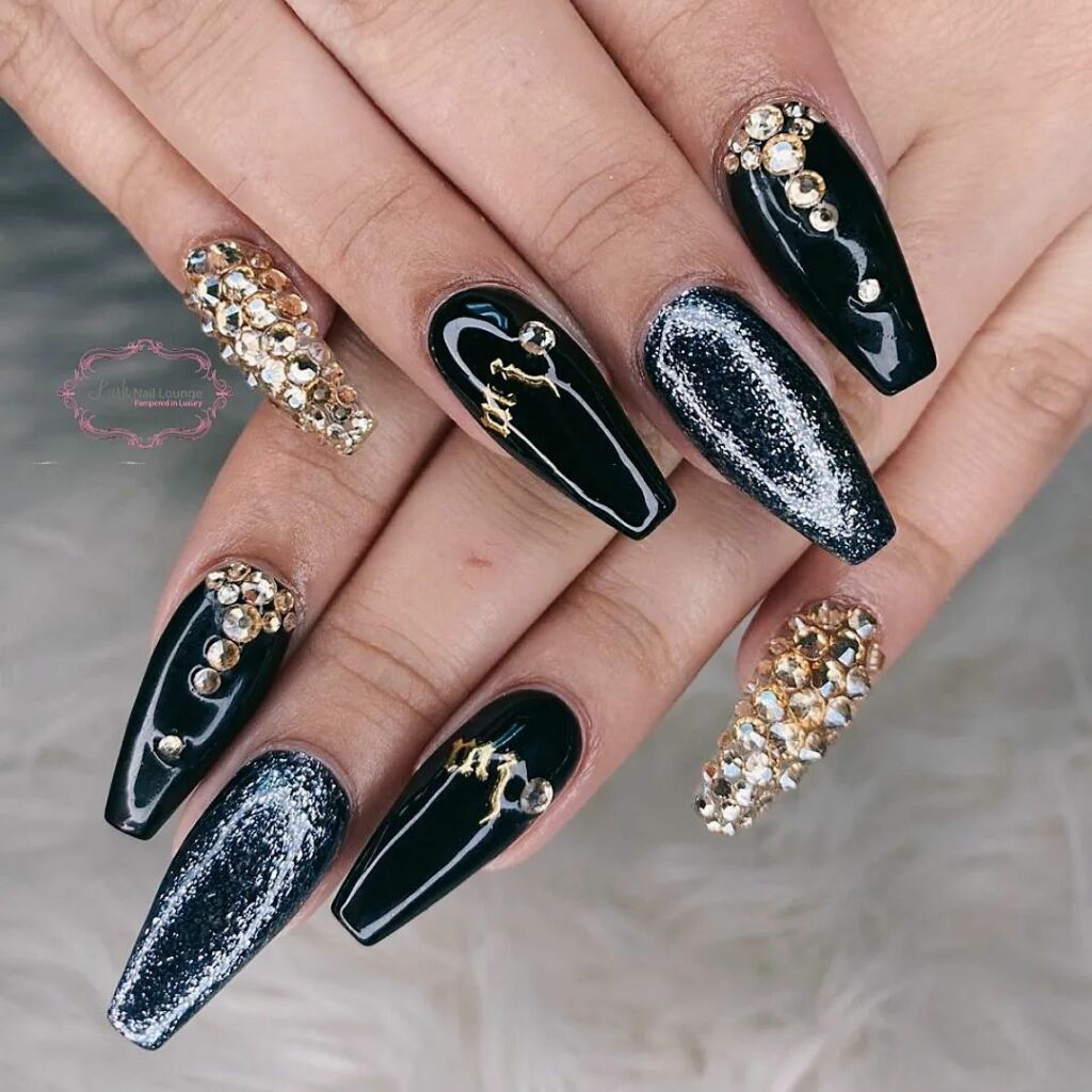 45 Latest Nails With Rhinestones Designs To Try In 2024! 31 Rhinestone and Glitter Fusion
