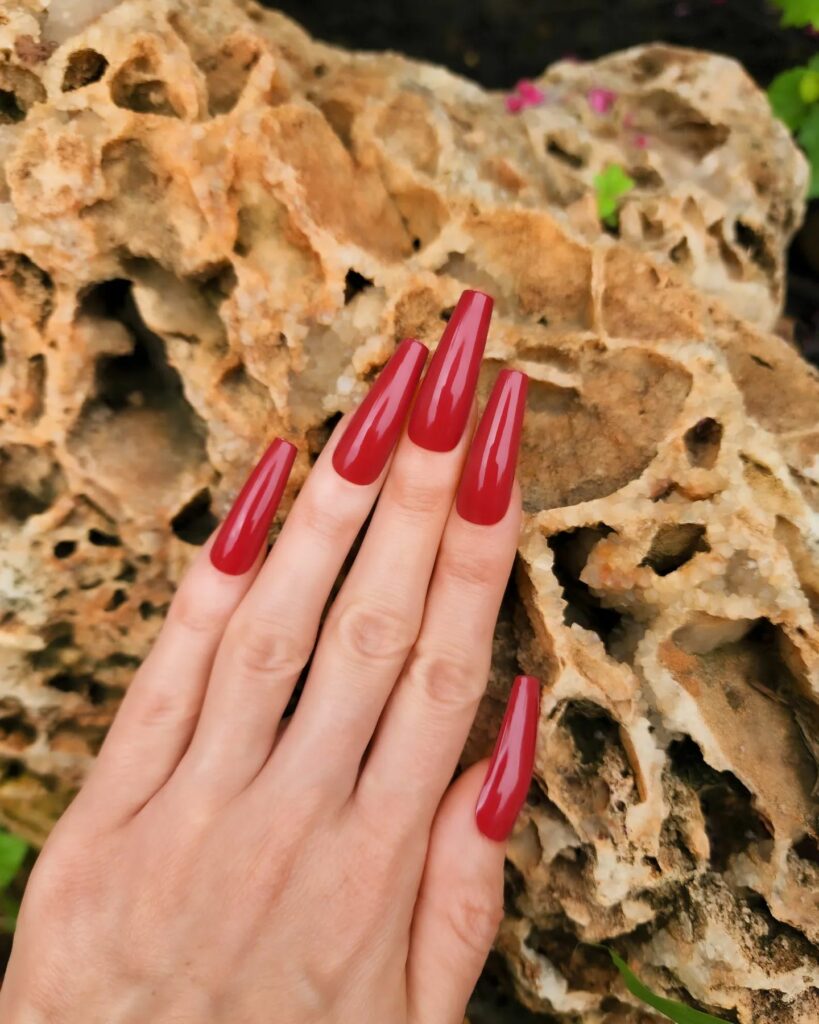 Go Bold with 40 Red Coffin Nail Designs in 2024 48 Glossy Red Long Coffin Nail
