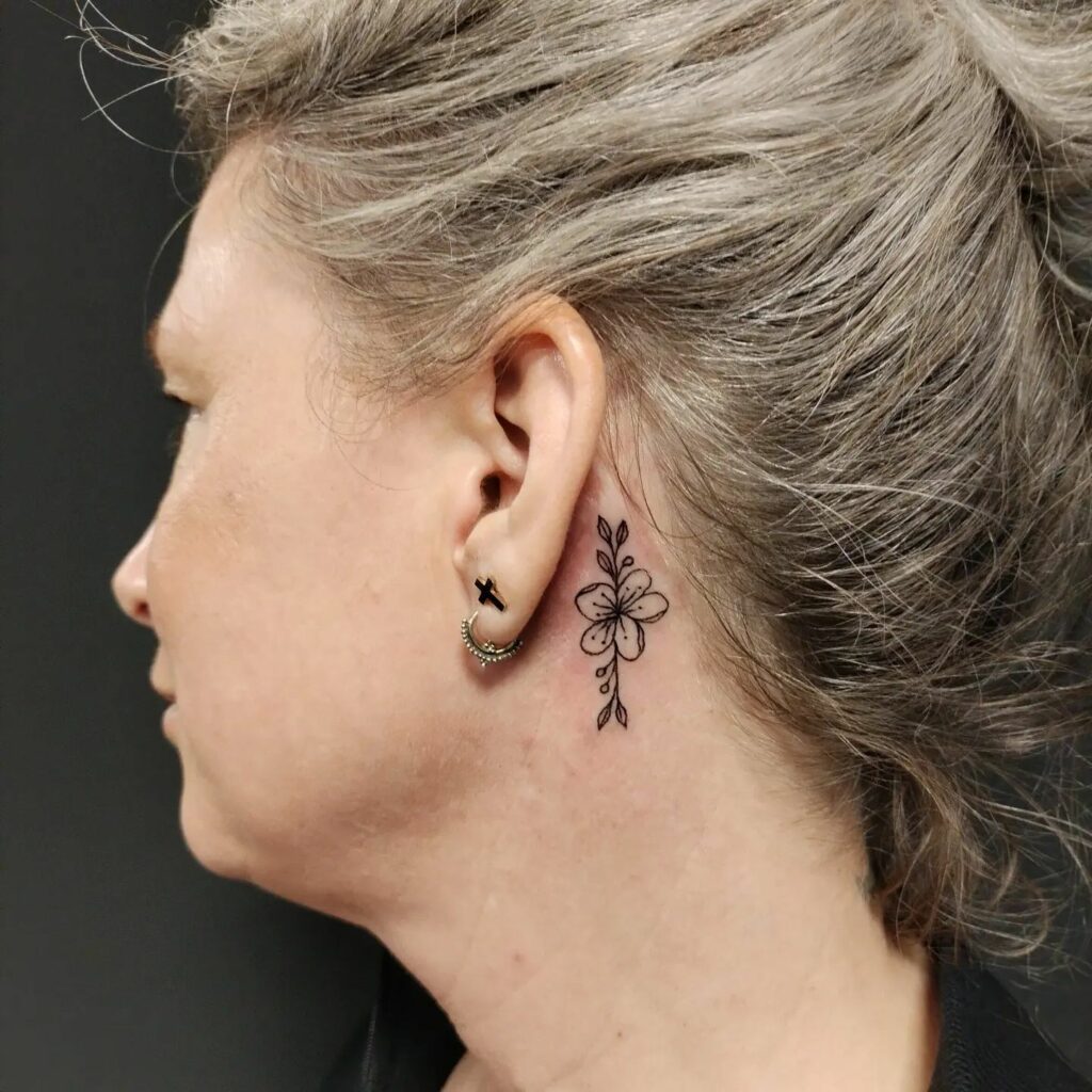 BEAUTIFUL BEHIND THE EAR TATTOOS FOR WOMEN - UPDATED FOR 2024 11 Behind Ear Tattoo