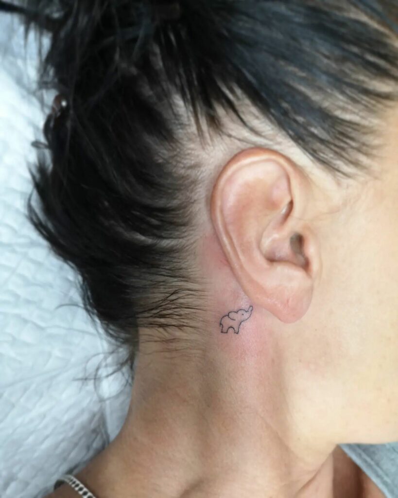 BEAUTIFUL BEHIND THE EAR TATTOOS FOR WOMEN - UPDATED FOR 2024 18 Elephant Tattoo