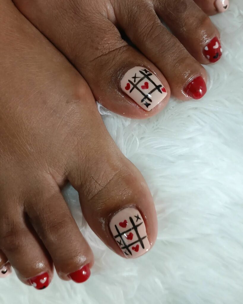 Get Playful with 30 Heart Toenail Pedicure Ideas for 2024 32 Tic Tac Toe Nail Art Pedicure