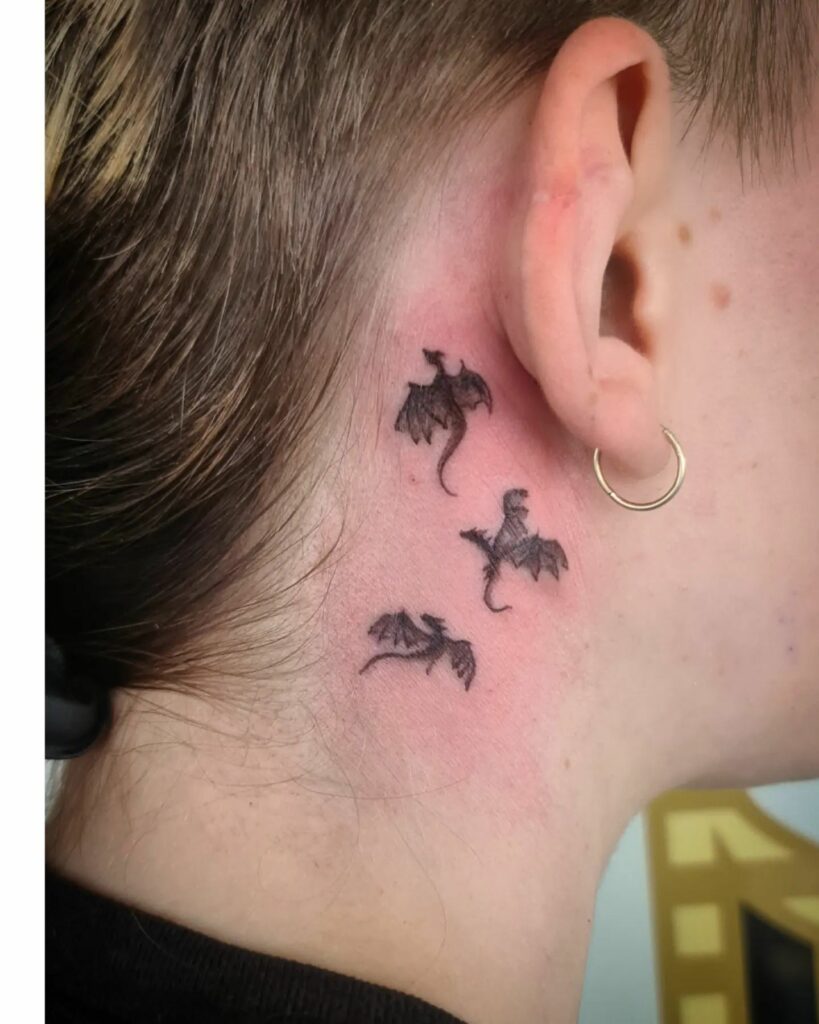 BEAUTIFUL BEHIND THE EAR TATTOOS FOR WOMEN - UPDATED FOR 2024 15 Dragon Tattoo