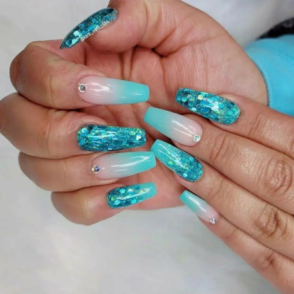Dive into 60 Turquoise Nail Designs of 2024 31 A Splash Of Teal And Elegance