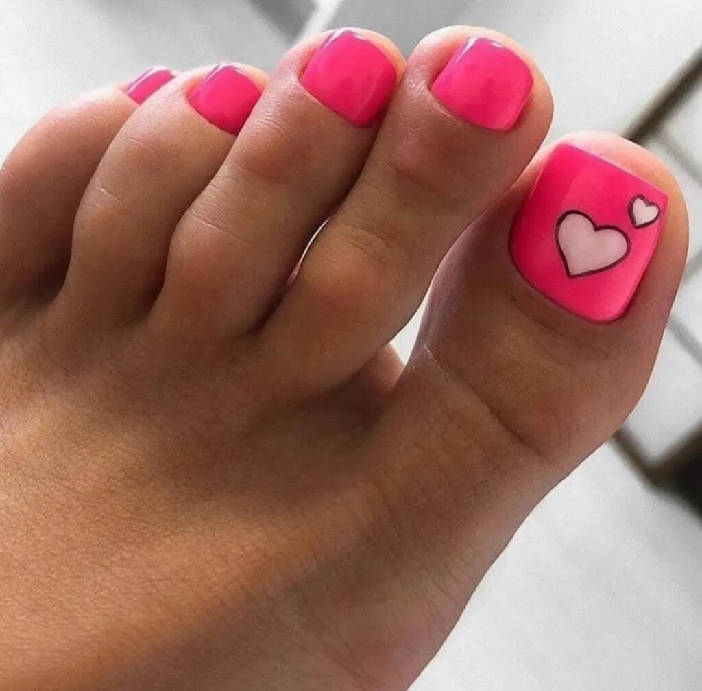 Get Playful with 30 Heart Toenail Pedicure Ideas for 2024 30 Two Heart On Pink Pedicure