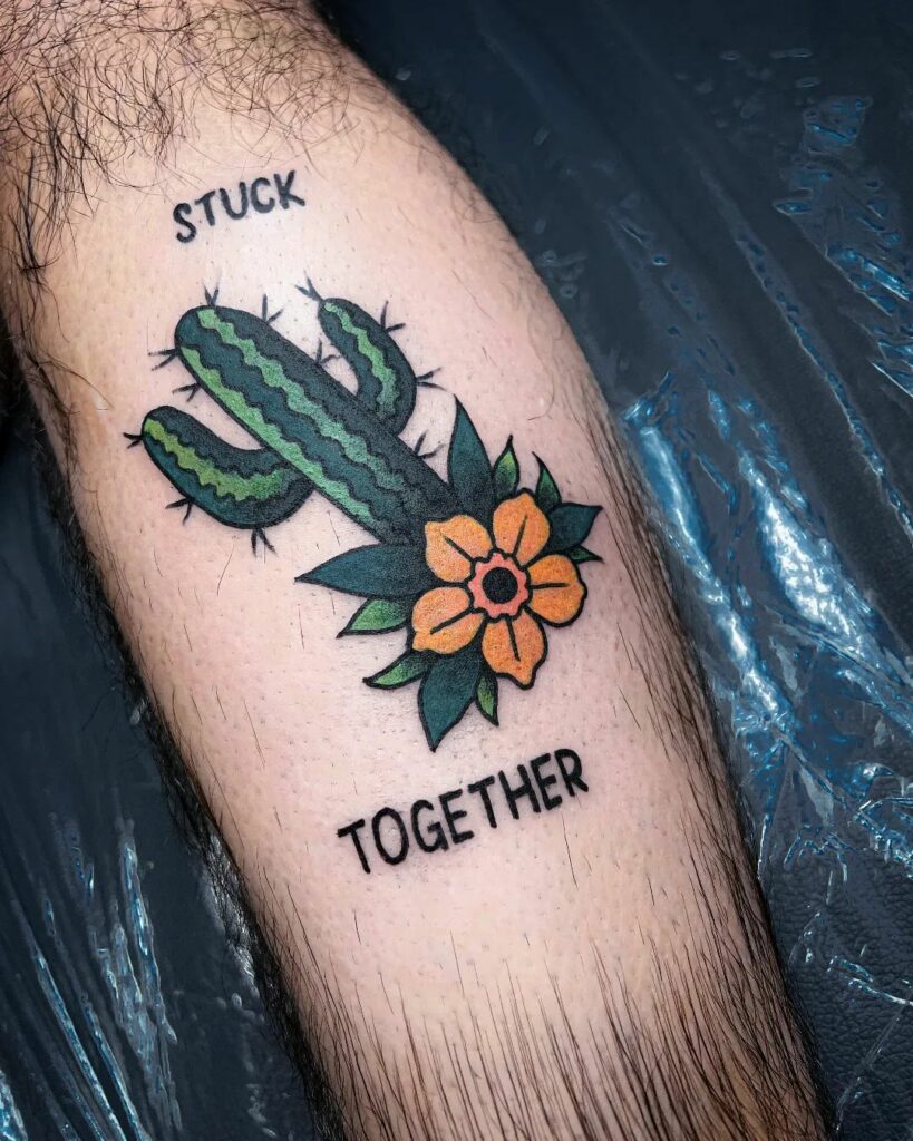 COOL CACTUS TATTOO DESIGNS + THEIR MEANINGS TO INSPIRE IN 2024 16 Cactus Tattoo with Lettering Tattoo