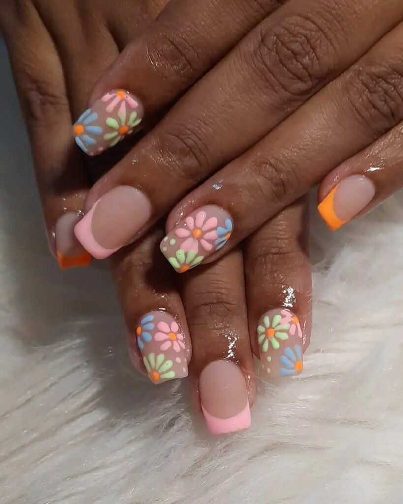 Experiment with 30 Short Square Nail Designs in 2024 46 Floral On Short Square Nails