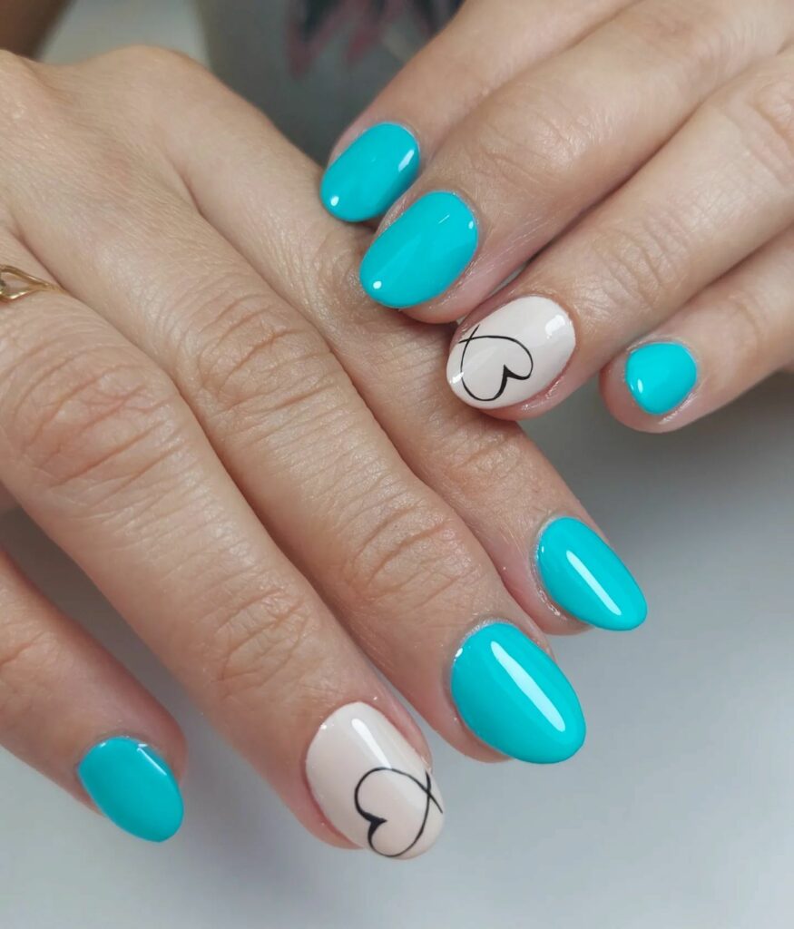 Dive into 60 Turquoise Nail Designs of 2024 14 Turquoise With A Touch Of Love