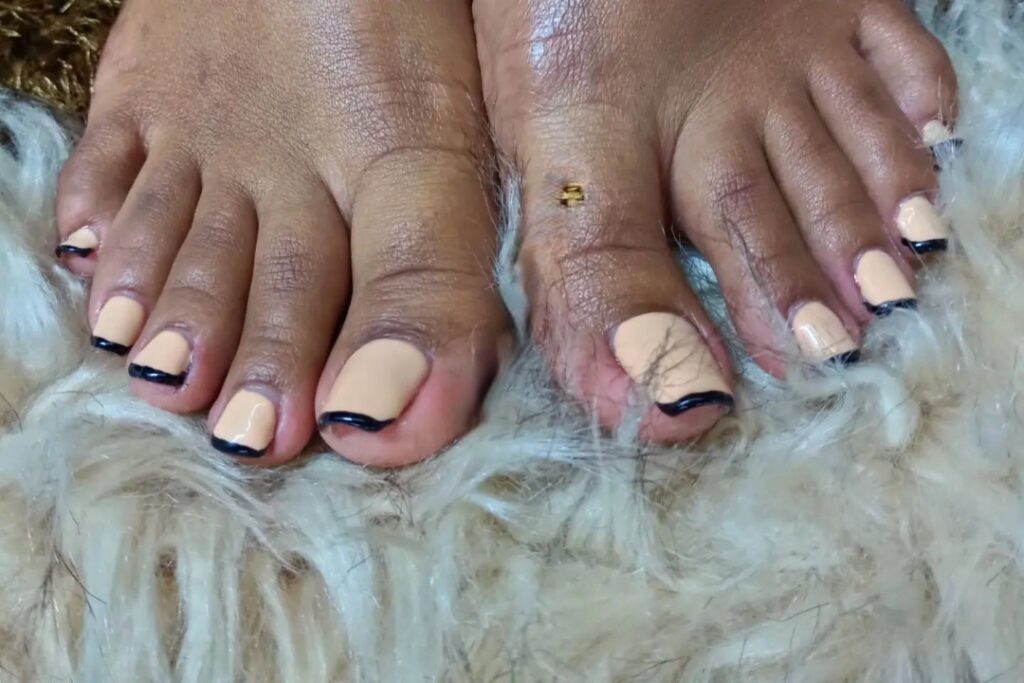 50 LATEST BLACK FRENCH PEDICURE IDEAS TO TRY IN 2024! 56 Pastel Color On Base With Black On Tips