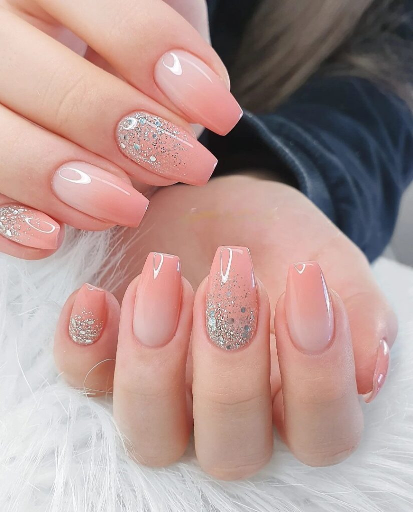 26 Latest Ombre Nail Ideas To Try In 2024! 10 Silver Glitter Ombré Nails