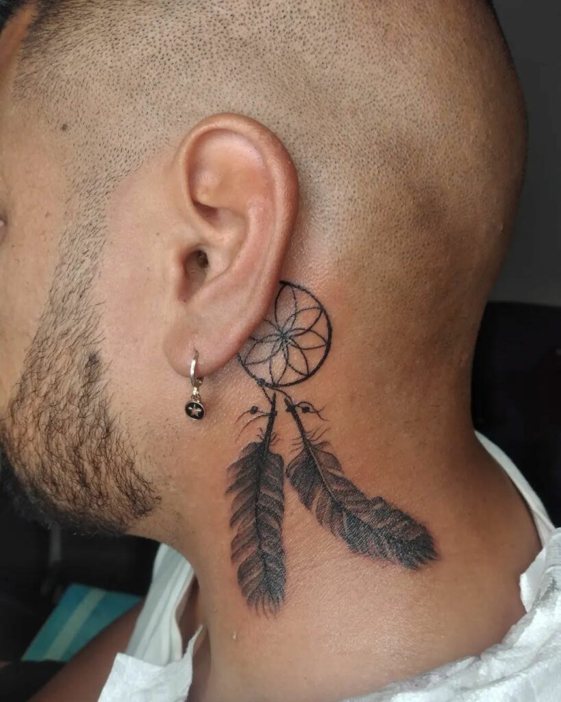 90 Latest Neck Tattoo Ideas To Inspire You In 2024! 29 Dream Catcher Neck Tattoo