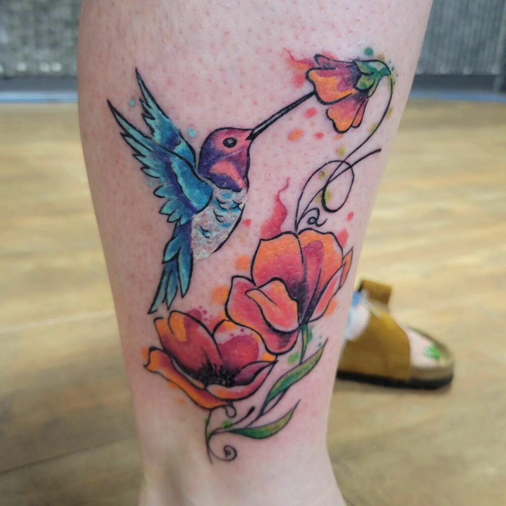 Beautiful Bird Tattoos For Women 18 Floral Hummingbird Foot Tattoo