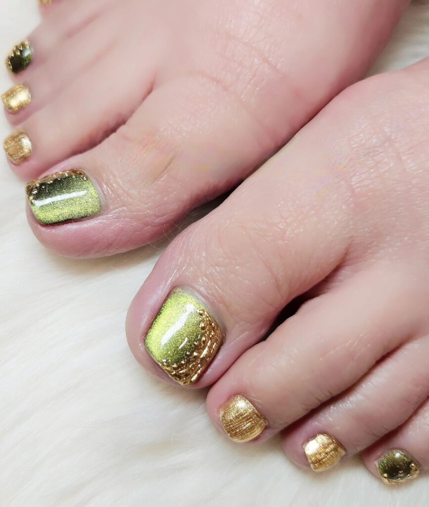 30 Gold Pedicure Ideas to Add Glamour to Your Look in 2024 32 Rocky Gold Pedicure