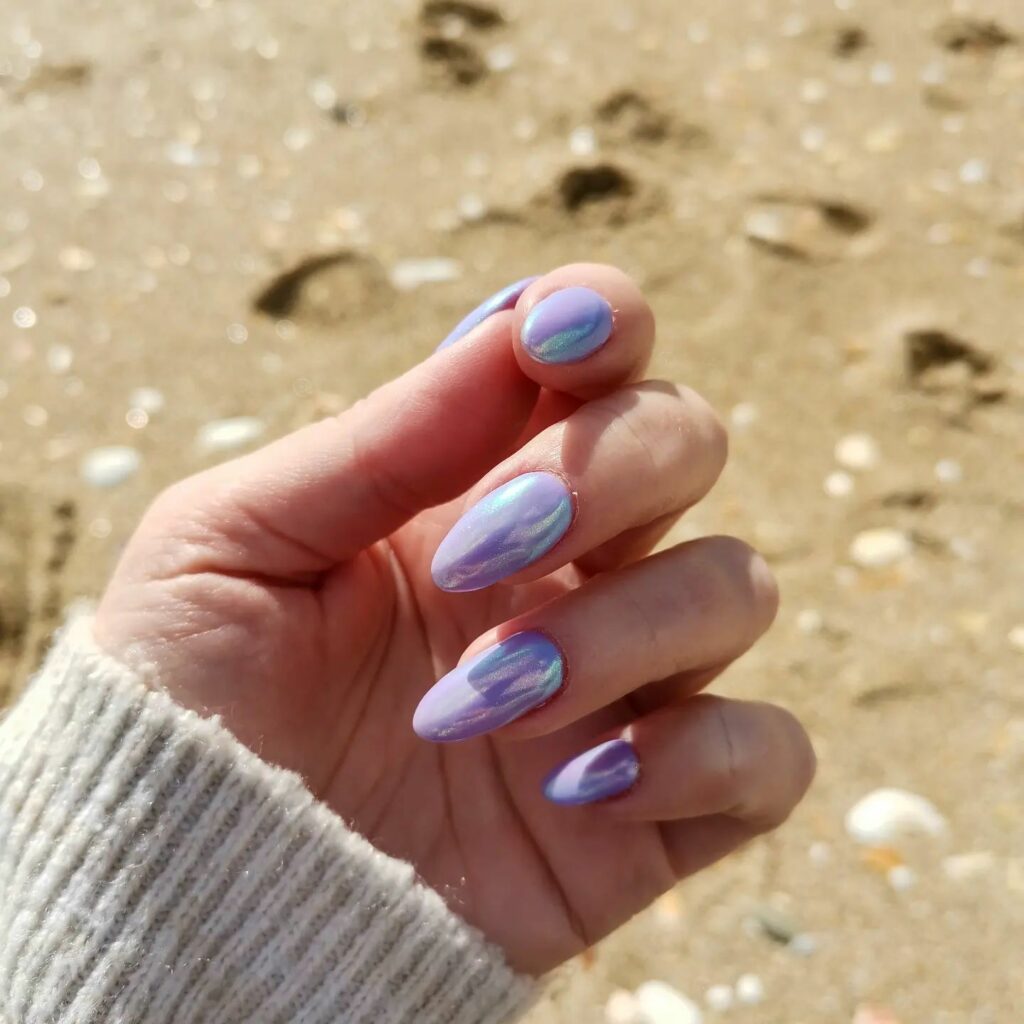 Feel Tropical with 35 Tropical Nails Designs for 2024 42 Purple & White Mermaid Nails