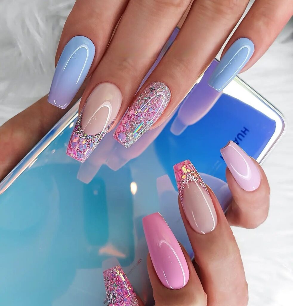 39 Latest Pink and Blue Nail Designs To Try in 2024! 20 Glitz And Glamour